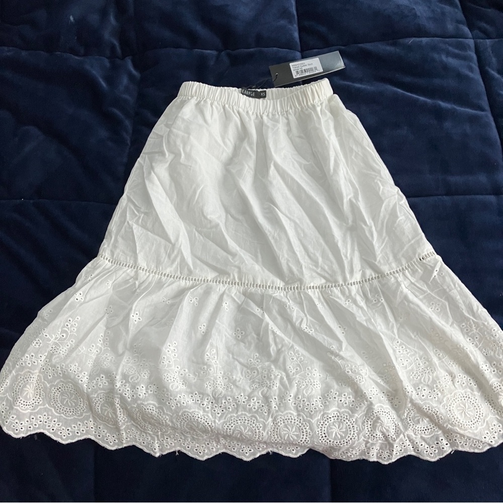 NEW Mikarose White Eyelet A Line Knee Length Skirt